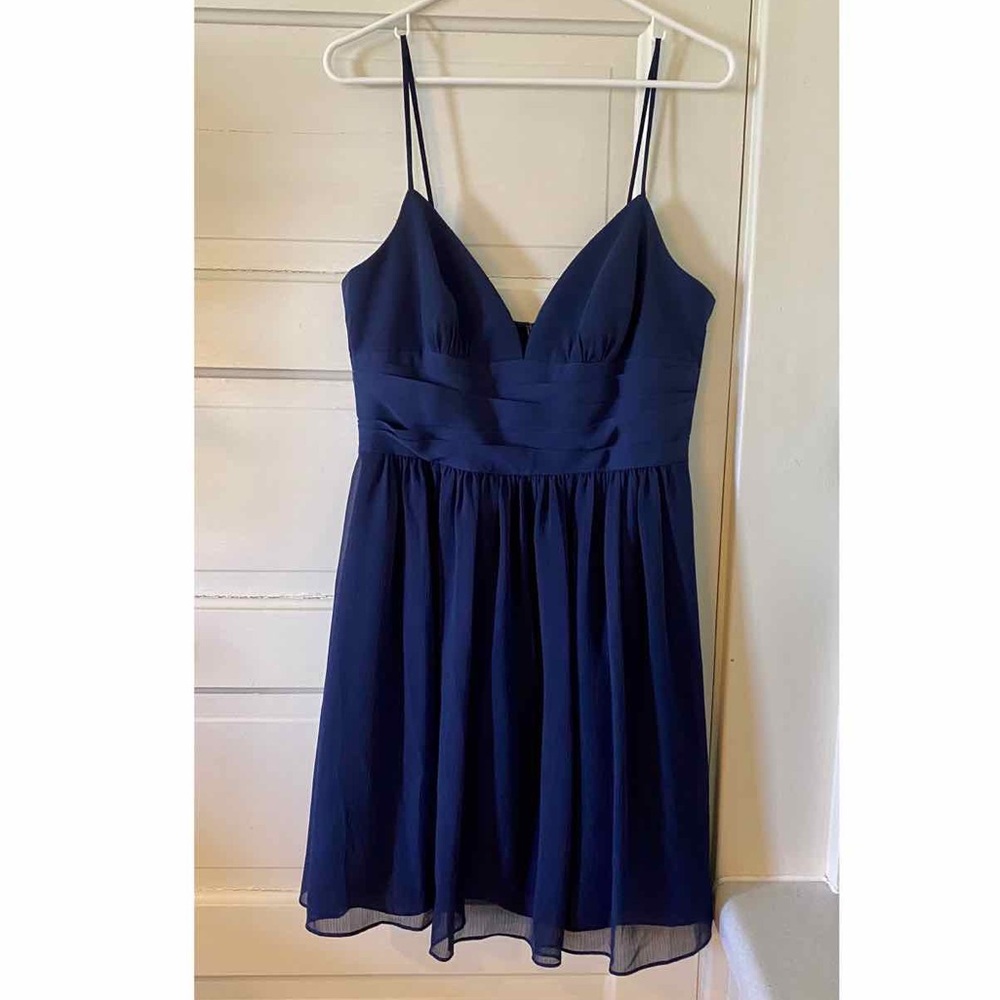 David’s Bridal Blue Chiffon Bridesmaid Dress